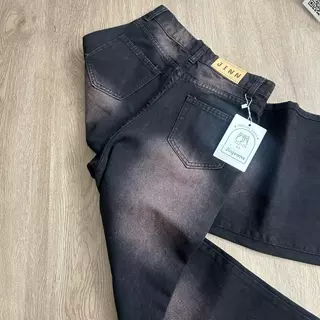 #212 (XS-6XL) jinjeans กางเกงยีนส์ขากระบอกใหญ่ baggy jeans สีดำเฟดชมพู