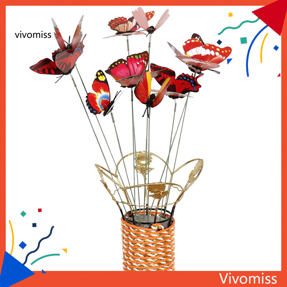 [VM] 10ชิ้น/เซ็ตจําลองผีเสื้อติดสวนกลางแจ้งกระถางดอกไม้เครื่องประดับตกแต่ง