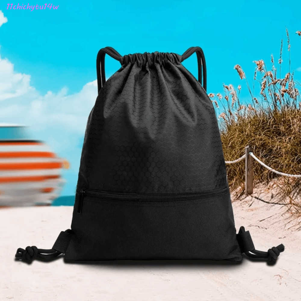 CHICHYTU14W Fitness Drawstring Bag, Waterproof Solid Color Drawstring Backpack, Casual Commuting Lar