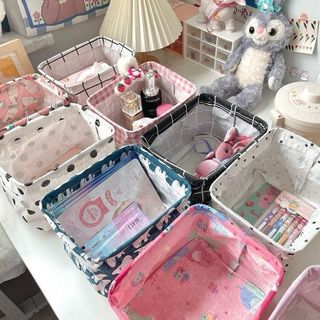 [DEAL MỞ BÁN] Giỏ Vải Canvas Đựng Đồ Đa Năng Họa Tiết Dễ Thương