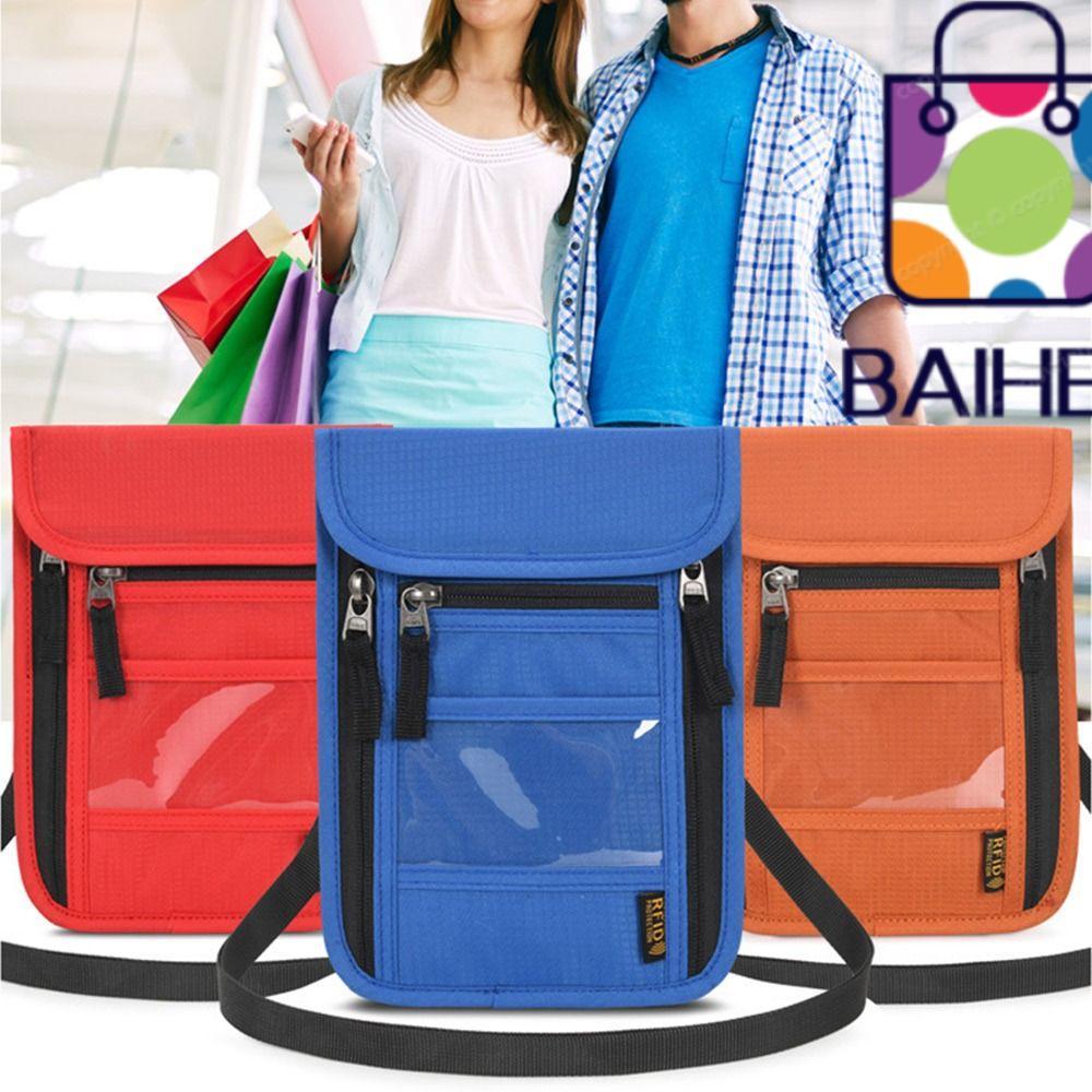 BAIHEE กระเป๋าสตางค์คอความปลอดภัยสําหรับผู้ชายผู้หญิง Slim RFID Blocking