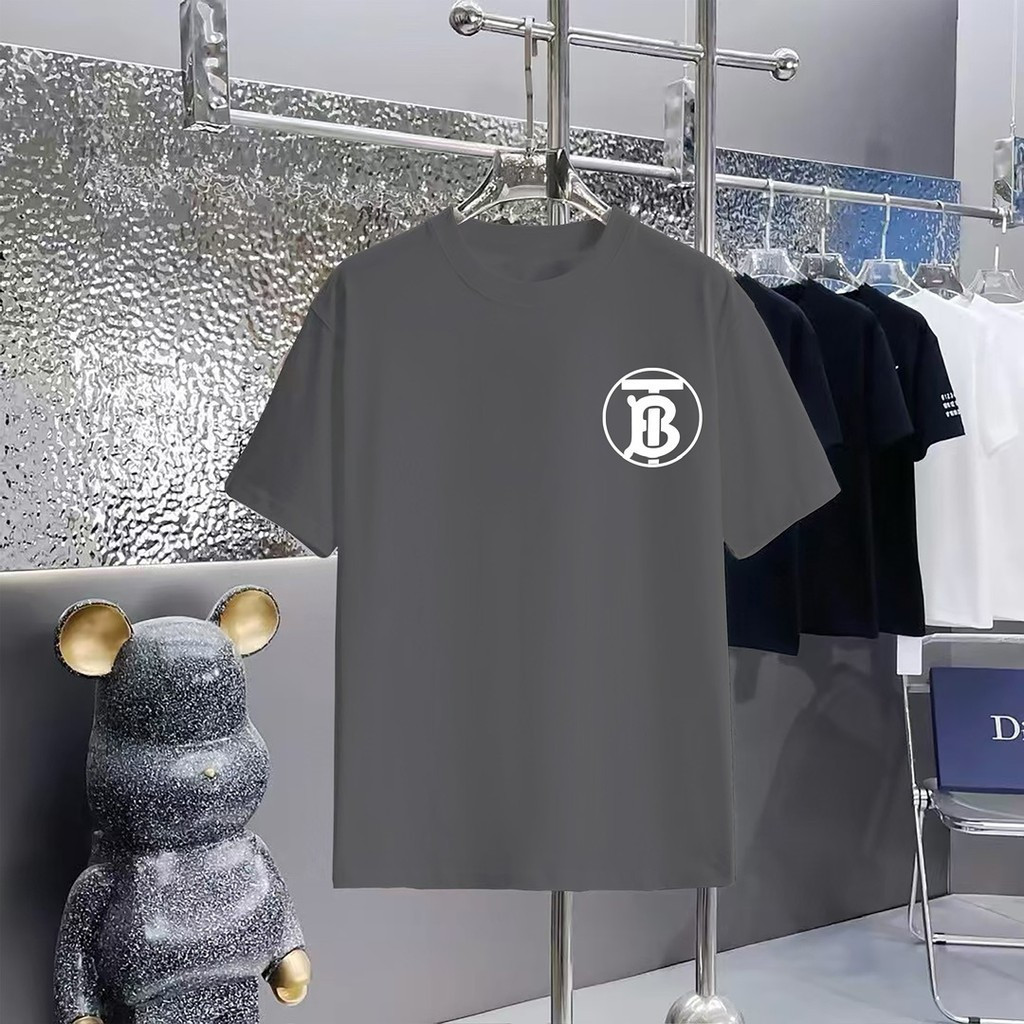 Burber @ ry2026 Star คลาสสิกรอบคอแขนสั้นเสื้อยืดผู้ชายผู้หญิงสไตล์ Bottoming เสื้อ Breathable Top Li