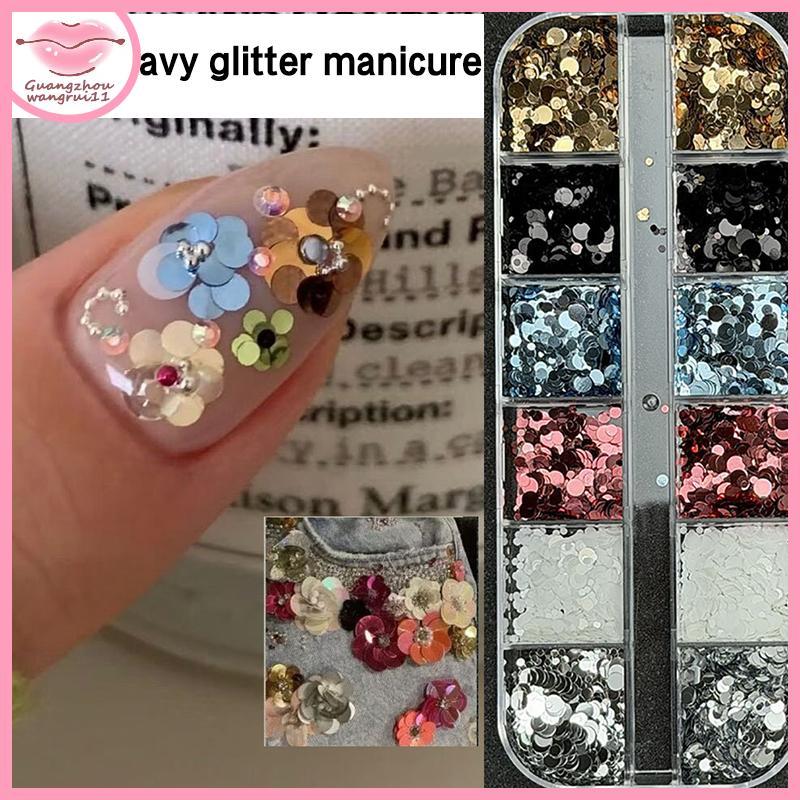 [GZ] 12 กริด Mini Sparkling Star เล็บเลื่อม 3D Star Glitter Holographic เลเซอร์ Pentagram Flakes เล็