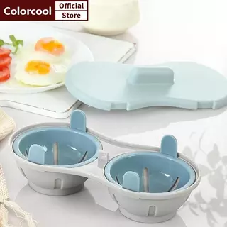 TH ไมโครเวฟ Double Egg Poacher Maker Poached ไข่หม้อหุงข้าว Steamer เครื่องล้างจานทนความร้อนไมโครเวฟไข่ Poacher อุปกรณ์ครัว HH