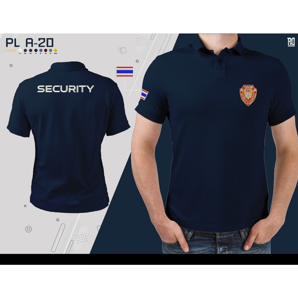 PL A-20 เสื้อโปโลรปภ security งานปัก ไม่จำกัดเพศ
