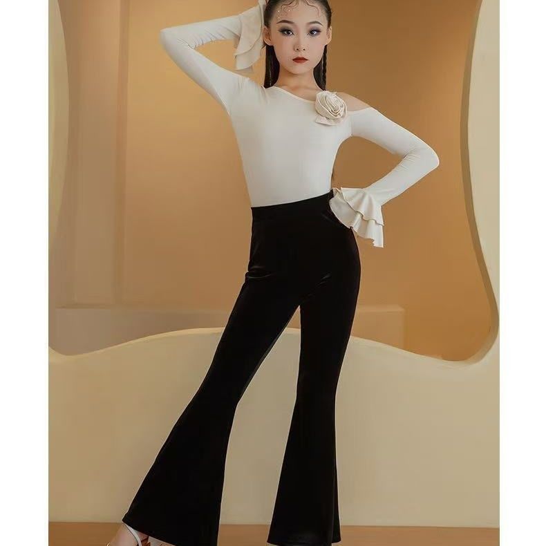 2025秋冬拉丁新款拉丁舞上衣服装儿童裤子练功舞蹈裤装2603102025 Autumn/Winter New Latin Dance Tops and Children's Pants for Practice Dance Outfits 260310