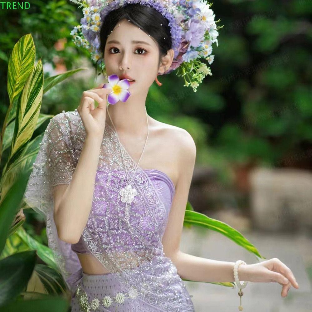 TREND ชุดเทศกาลสงกรานต์, Boob Tube Top Ethnic Thailand Festival Skirt Set, Elegance Traditional Vint