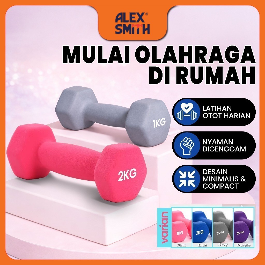 Goto Lovit Dumbell Gym Equipment Mini Fitness Sports Barbell Set 1kg 2kg Anti-Slip สบาย Strong