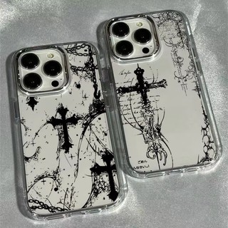 SAMSUNG Cool Dark Gothic Cross Markเคสโทรศัพท์สําหรับSamsung S25 S24 FE S26 S23 Ultra S20 S22 S21 Plus Clearนุ่มกันกระแทก