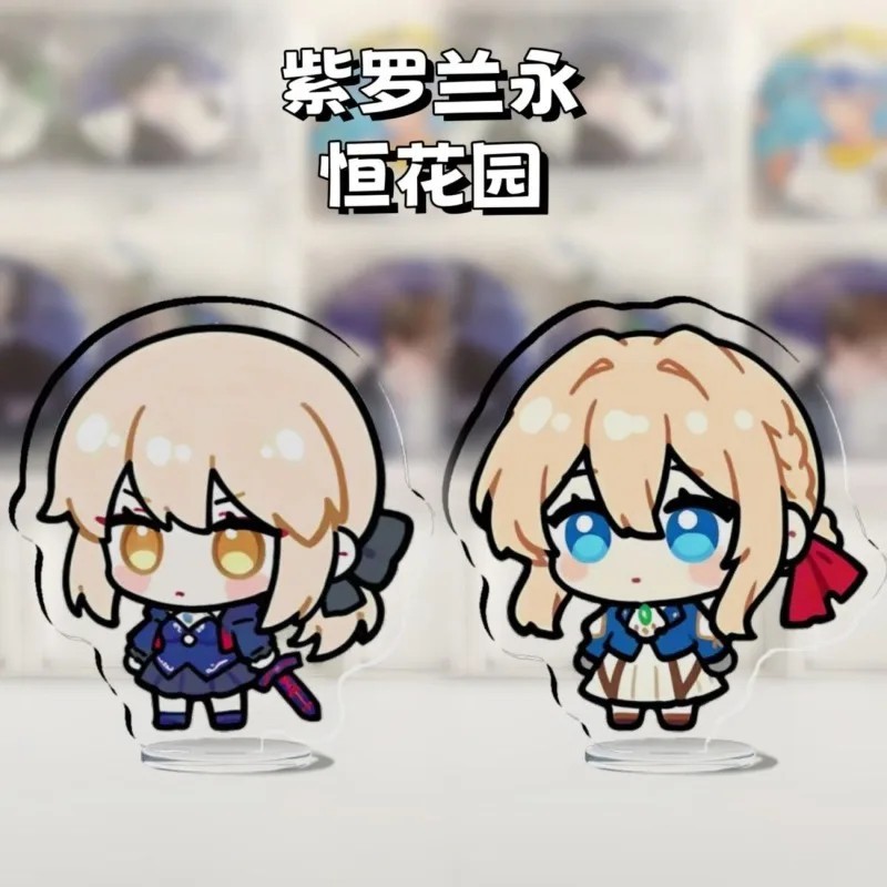 Standee Violet Evergarden อะนิเมะพวงกุญแจโปร่งใส Mica Chibi รุ่นโต๊ะศึกษาตกแต่งตุ๊กตาความทรงจําของขว
