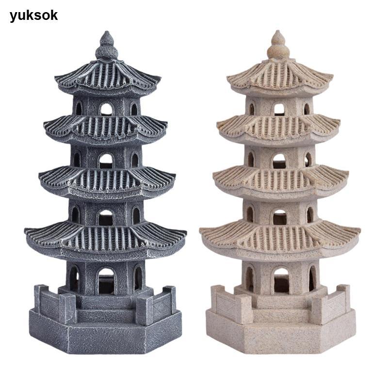 [yuksok] ตุ๊กตาเจดีย์เรซิ่นพลังงานแสงอาทิตย์กลางแจ้งสวนญี่ปุ่นโคมไฟตกแต่งรูปปั้นสําหรับระเบียง Terrace