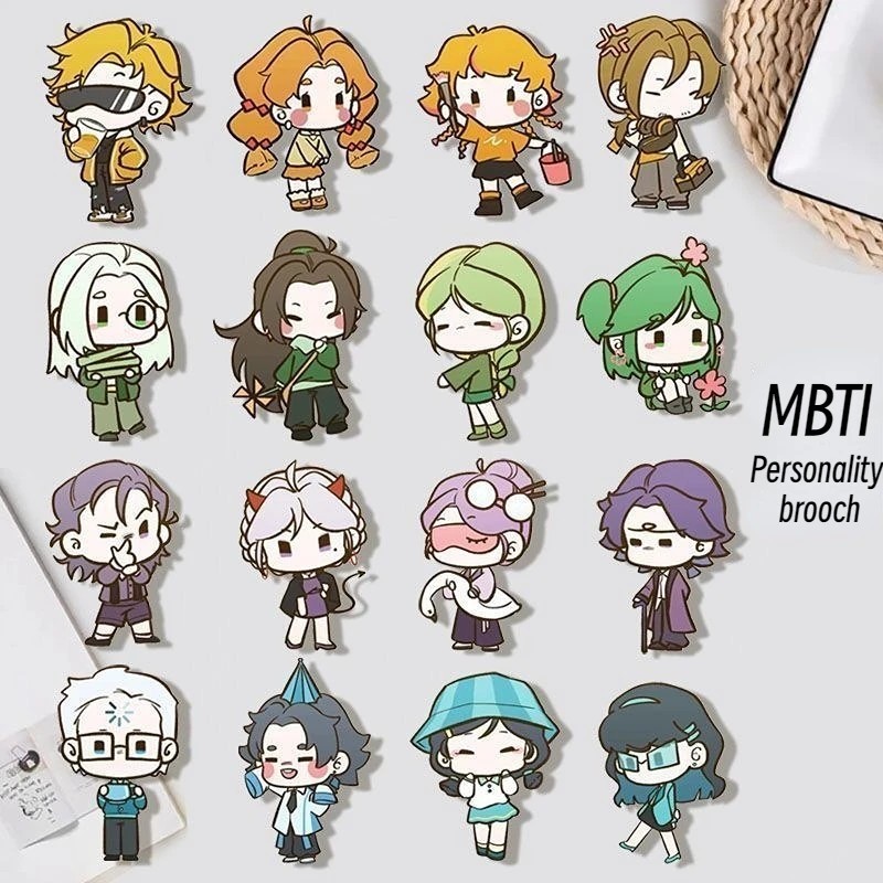MBTI lapel Badge 16 กลุ่มน่ารัก Chibi บุคลิกภาพกระเป๋าเป้สะพายหลัง Pin กระเป๋าถือตกแต่ง Badge INFP INFJ ENFP INTJ ENTP