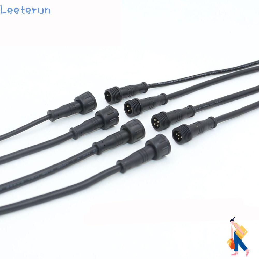 LEETERUN ชายหญิง LED Connector,สายสีดํา 20 ซม.2Pin 3Pin 4Pin แจ็ค,ไฟ LED 2Pin 3Pin 4Pin IP67 สายไฟกั