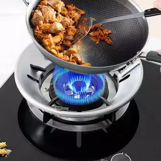 【ซื้อ 1 แถม 1】ที่บังลมเตาแก๊ส ขาตั้งหม้อ ฝาครอบหัวเตาแก๊ส จานรองหม้อและบังลม ฝาครอบเตาแก๊ส อุปกรณ์เสริมเตาแก๊สประหยัดพลั