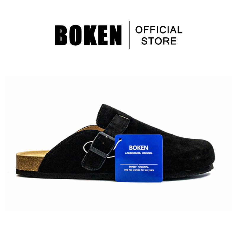 BOKEN Men Boston Sandals Classic Baotou Cork Half Slippers Casual Lazy Shoes