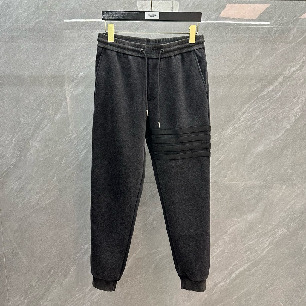 Tom Browne Four Bars Stripes Washed Unisex Simple Sports Casual Pants