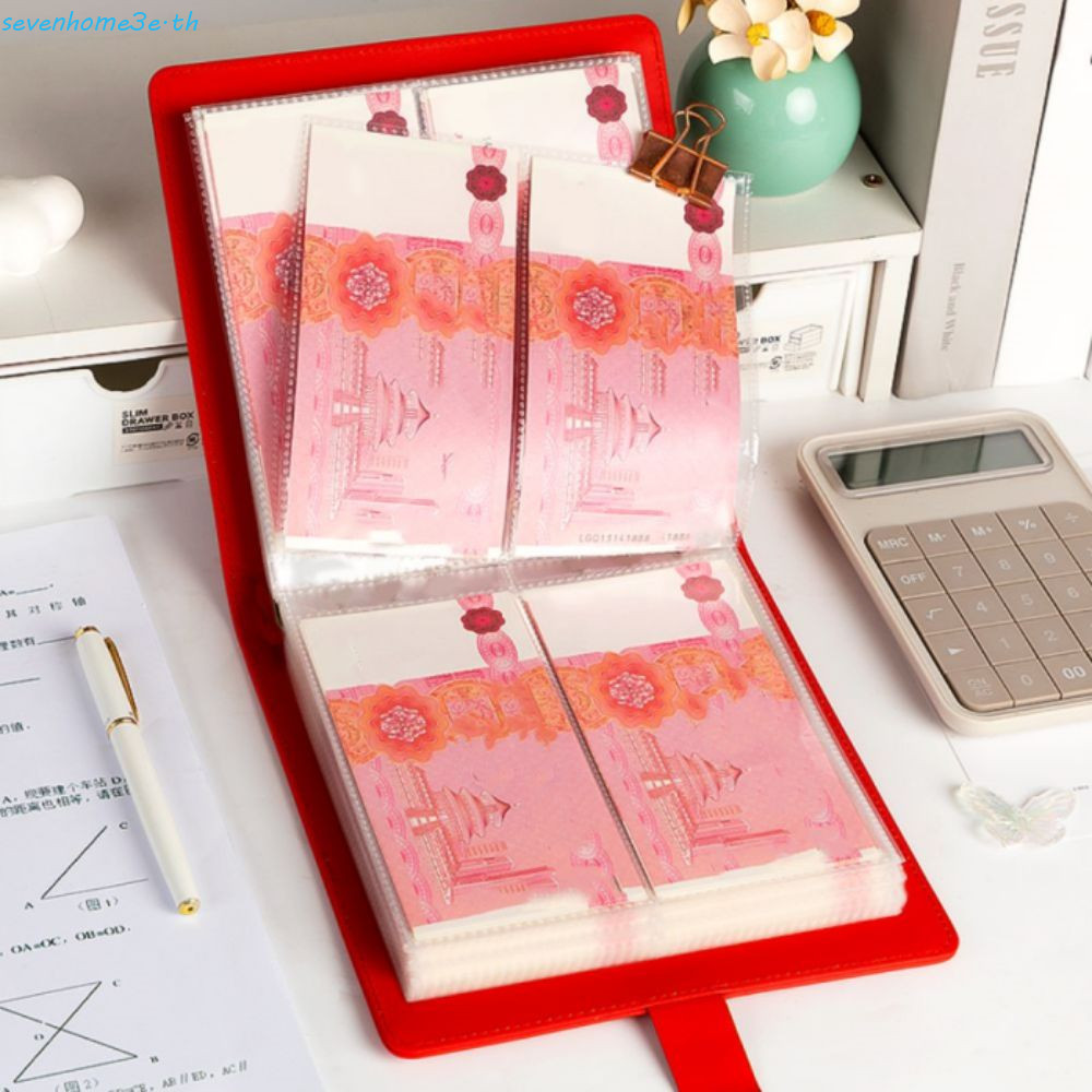 SEVENHOME3E หนังสือท้าทายออม,รีฟิลกันน้ําเงินออมทรัพย์ Binder,เก็บกระเป๋าสตางค์แบบพกพา PU หนังเงินสด