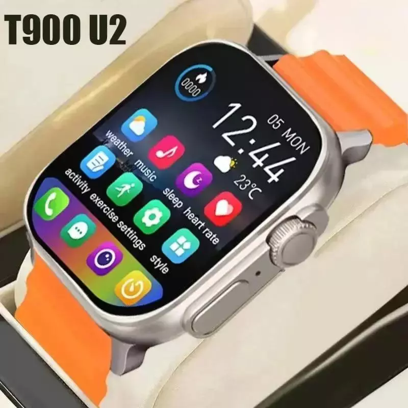 สมาร์ทวอทช์ T900U2สำหรับผู้ชายและผู้หญิง,การโทรด้วยบลูทูธ,การชาร์จแบบไร้สาย,NFC, แทร็ก GPS, BT,เพลง, เกม
