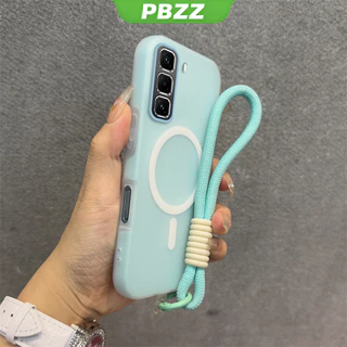 PBZZ Jelly สี 2 in 1 เคสสําหรับ infinix hot 50 60 pro plus hot 50 60 60i 4g เคสโทรศัพท์กันกระแทก ดีไซน์ใหม่ความงามพร้อมเชือกเส้นเล็ก Wireless Magnetic สีดํา GDBSWX02