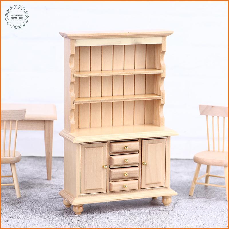 [LS] 1:12 Dollhouse Miniature Wood Display Cupboard Shelf Cabinet Decorative Painted [PH]