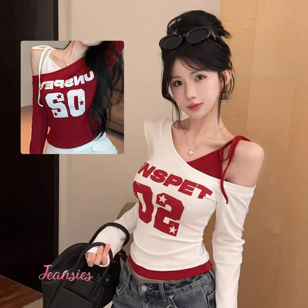 เสื้อยืดผู้หญิงเปิดไหล่ ทรงครอป แฟชั่นสุดฮิต