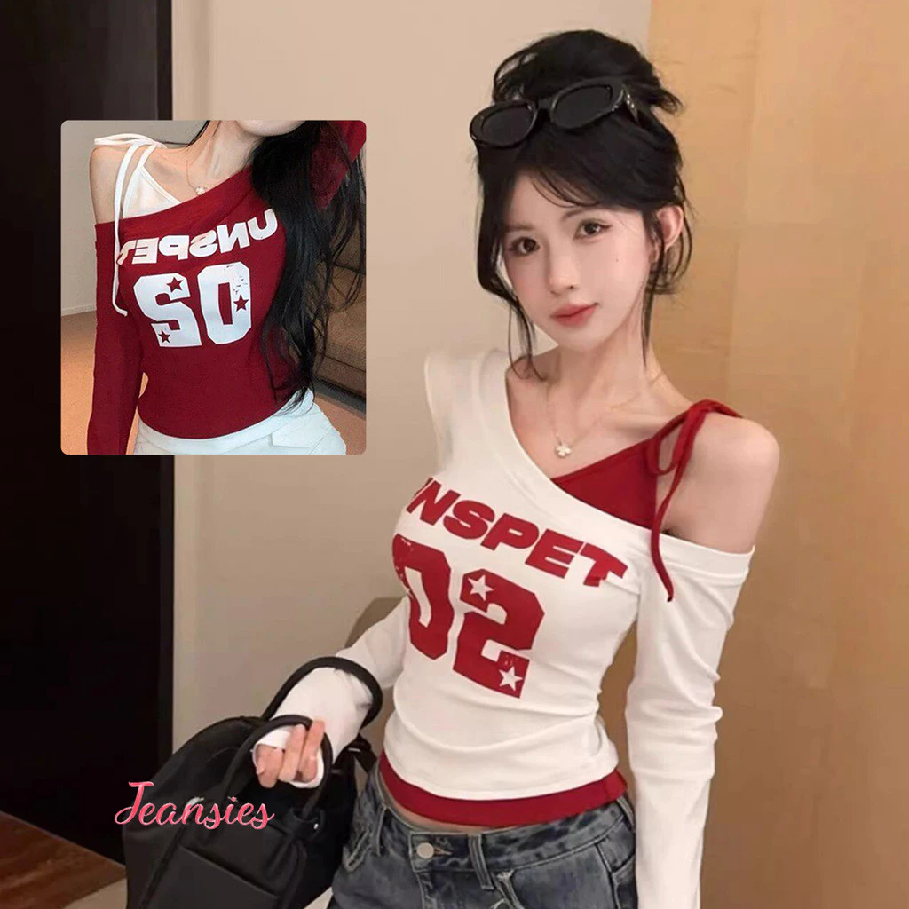 เสื้อยืดผู้หญิงเปิดไหล่ ทรงครอป แฟชั่นสุดฮิต