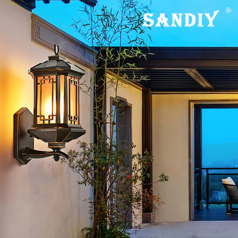 SANDIY ขนาดใหญ่พิเศษคอลัมน์กลางแจ้ง Wall Sconce กันน้ํา IP55 Retro ไฟ Led บ้านประตู Patio ทางเดินภาย