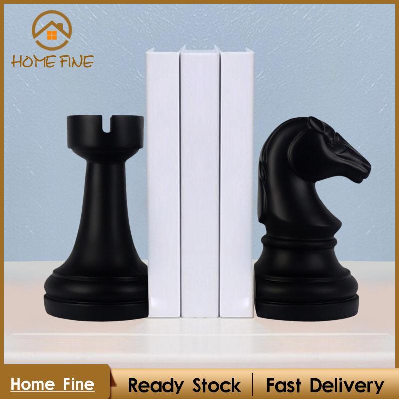 [Katharina_x] 2 ชิ้น Chess Bookend Sculpture Organizer Chess Piece Bookend Support สําหรับโต๊ะทํางาน