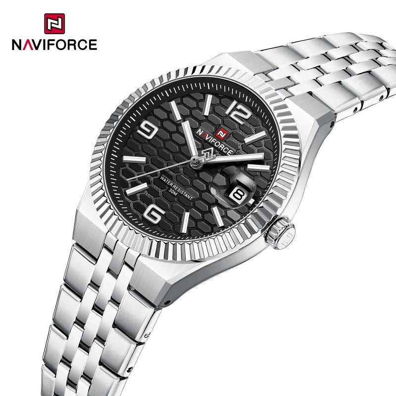 NAVIFORCE NF5079 ใหม่ Niche Lingge ธุรกิจนาฬิกาผู้หญิงกันน้ําปฏิทินส่องสว่างประณีตเข็มขัดเหล็กนาฬิกา
