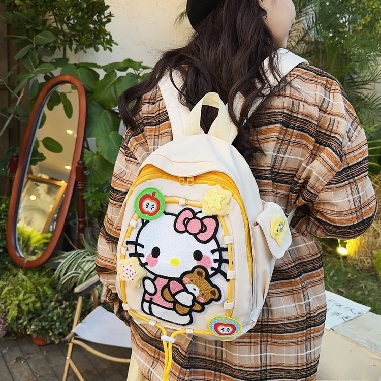 Niche hellokitty Backpack Cute Girl Hello Kitty Backpack Student School Bag Cartoon Japanese Bag Fem