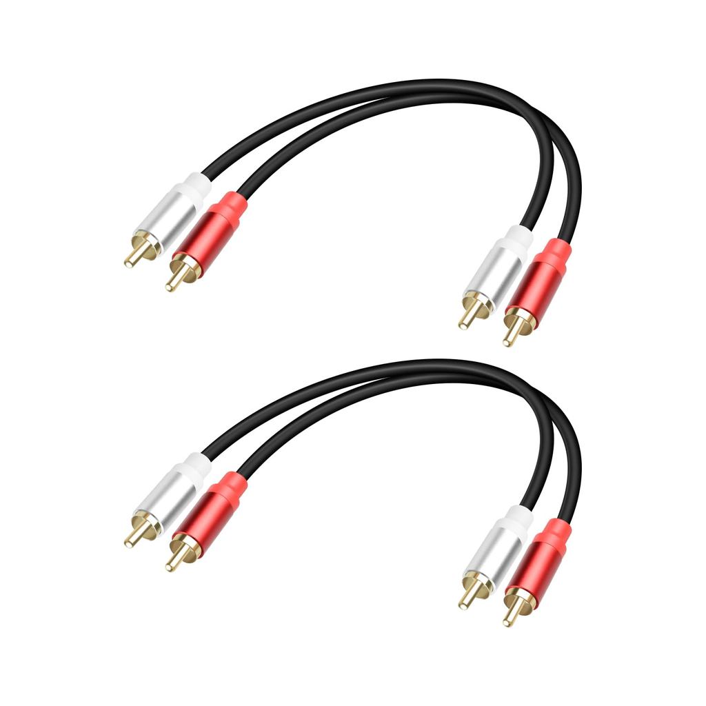GELRHONR 2Pack 2RCA to 2RCA Cable 1FT, สั้น 2 RCA Male to 2 RCA Male Stereo Audio Cable for Subwoofe