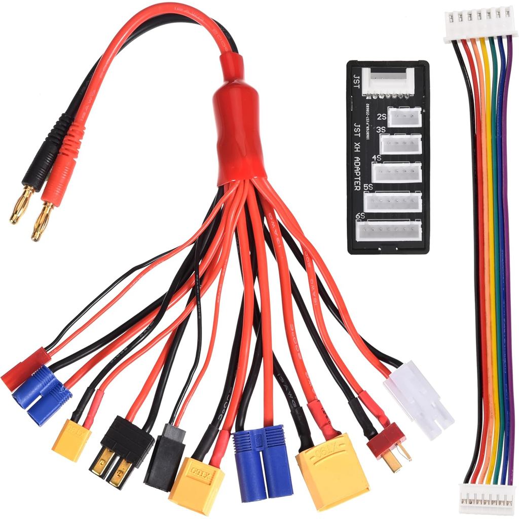 RC Lipo Battery Charger Adapter Connector Splitter Cable, 10 in 1 แปลงสายไฟเป็นปลั๊กกล้วย 4.0 มม. พร