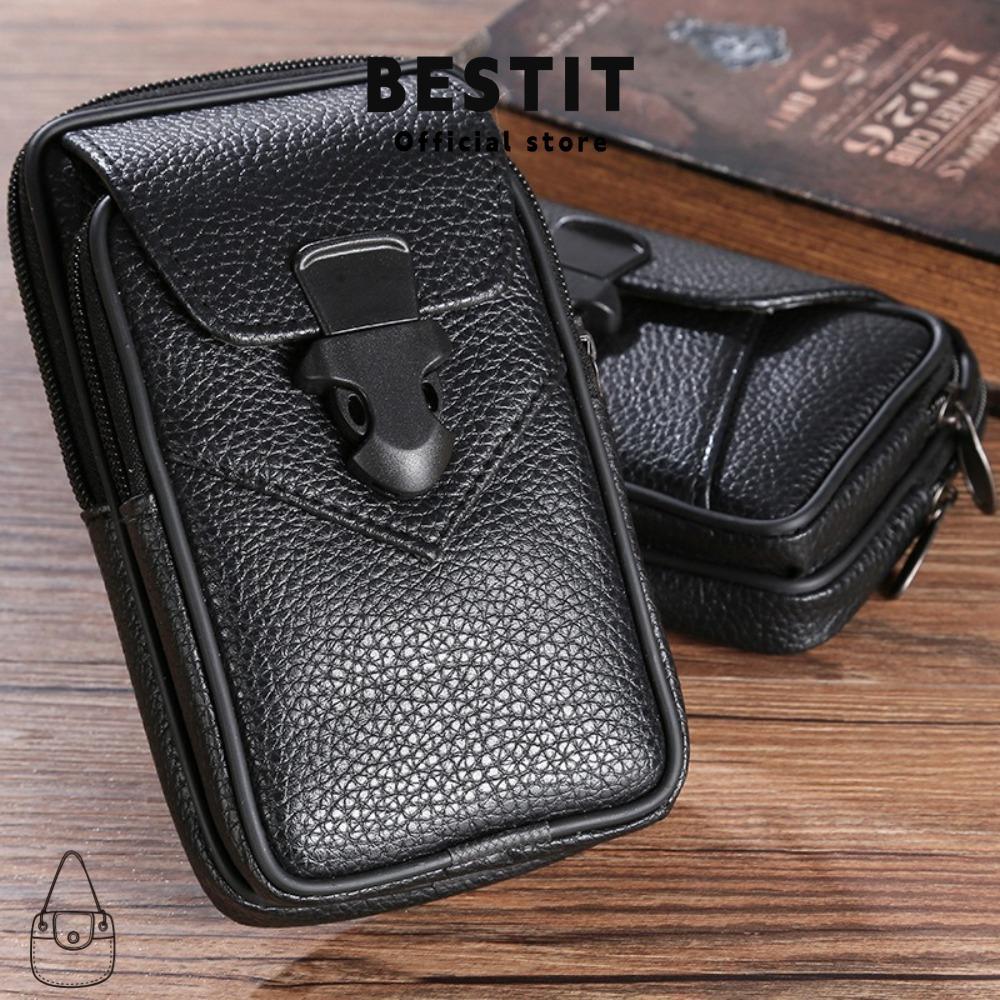BESTIT ที่วางโทรศัพท์กระเป๋าคาดเอว,เข็มขัดหนัง PU กระเป๋ากีฬาแบบพกพา,กระเป๋าโทรศัพท์กันน้ํามัลติฟังก์ชั่นเพื่อการพักผ่อนทุกวัน