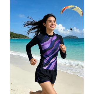 ส่งทันทีจากไทย 💥ชุดว่ายน้ำ แขนยาว +กางเกงขาสั้น สุดเท่ยอดฮิต รหัส31519