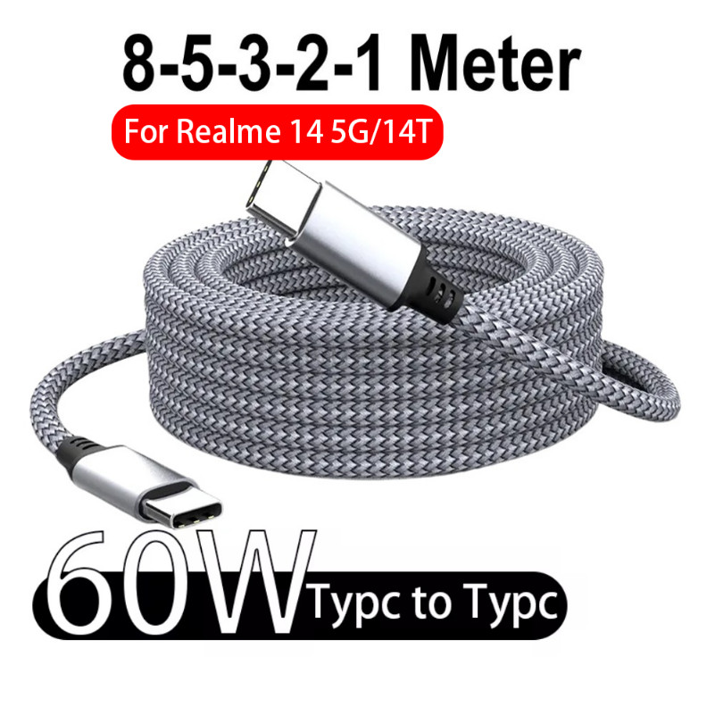 8m 5m 3MยาวประเภทCสายFastชาร์จUSB Cสายส่งข้อมูลCถึงCสายชาร์จสําหรับRealme 14 5G/14TประเภทCสายFast CHARGING KY23