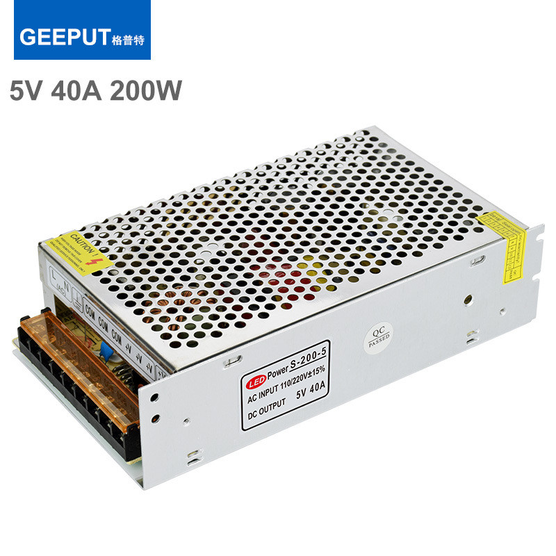 LED Switching Power Supply 5V 40A 200W ประตูหน้าจอเดินหน้าจอจอแสดงผลเจาะ Luminous Word Power Supply 