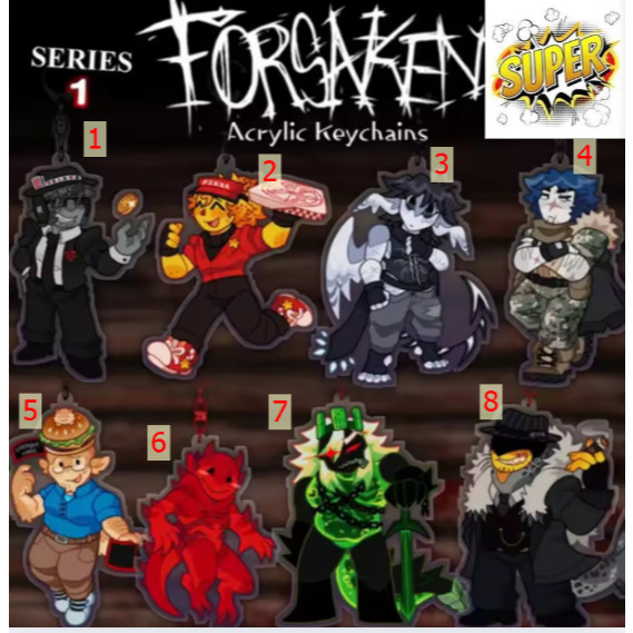 พวงกุญแจ FORSAKEN Series 2 - สติ๊กเกอร์: Shedletsky, Builderman, Dusekkar, Taph, Noob, John Doe, Sla
