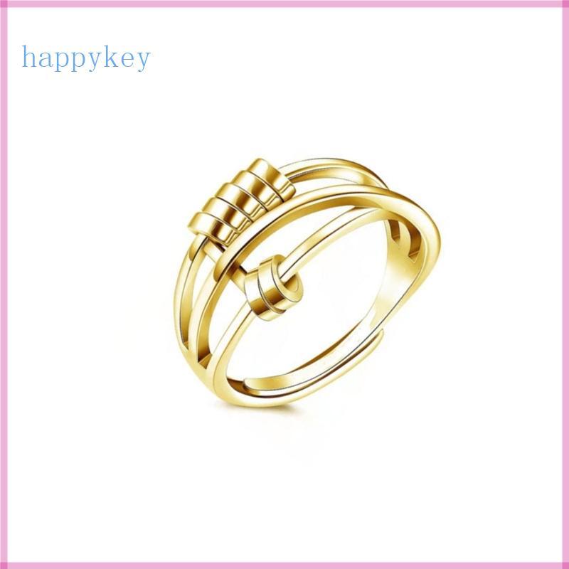 Hap Gold Fidget Ring พร้อมลูกปัดสำหรับผู้หญิงและสาวๆ