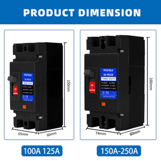 Dc MCCB 2P 1000V DC Solar Molded Case Circuit Breaker MCCB Overload Protector Solar PV 125A 250A 150A