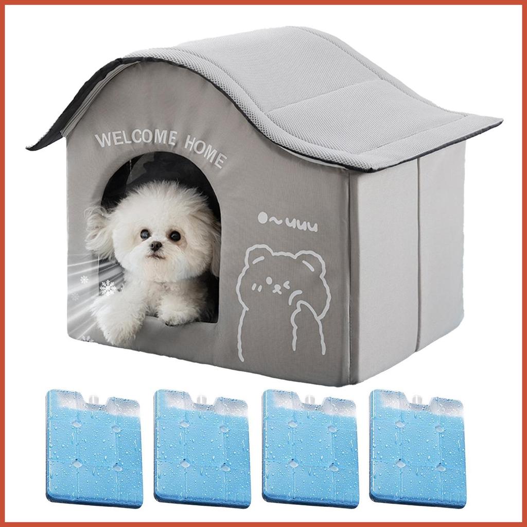 Cooling Cat House Small Dog House Cooling Shelter Shelter Shelter พับได้ Weatherproof พร้อมกล่องน้ํา