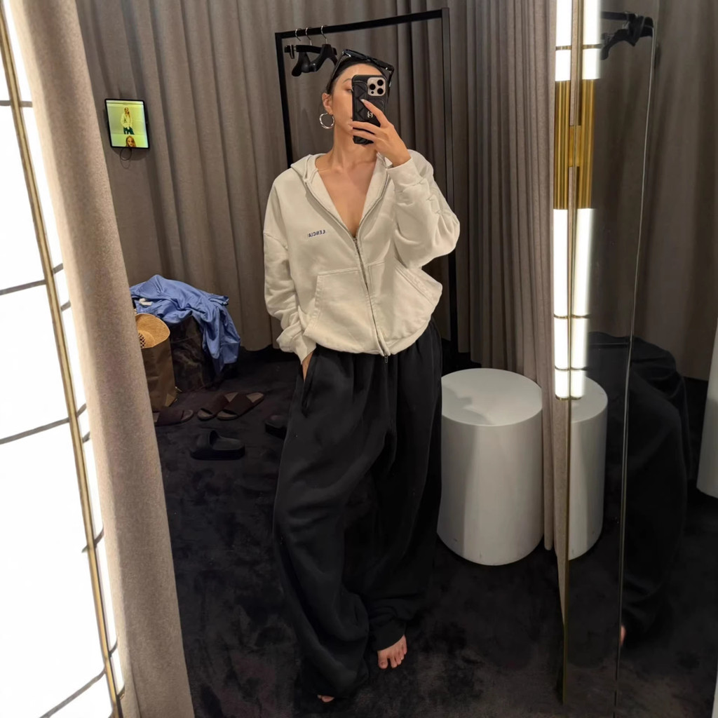 MS5B B-LG Letter Embroidered Hooded Zipper Long Sleeve Sweatshirt Jacket Unisex