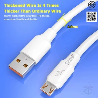 สายชาร์จและถ่ายโอนข้อมูล Type-C / Micro USB แบบชาร์จเร็ว (120W) สำหรับโทรศัพท์มือถือ