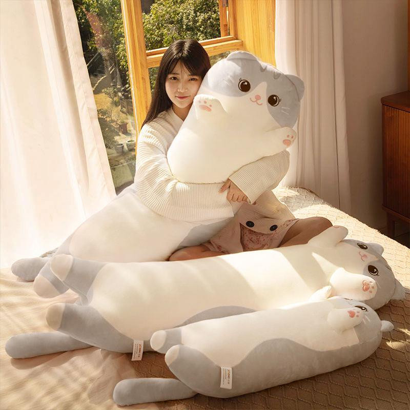 MUJI/MUJI หมอนตุ๊กตาแมวสาว Sping P ของเล่นตุ๊กตา Soft Sping หมอนยาว