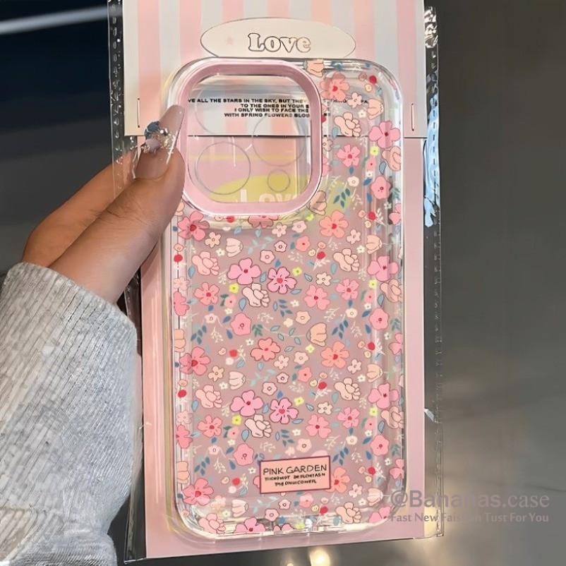 สําหรับ IPhone 17 Air 16 15 14 13 12 11 Pro Max X XR XS Max 7 8 Plus Simple เต็มหน้าจอดอกไม้การ์ตูนคู่รูปแบบหนัง anti fall เคสโทรศัพท์ Soft Cover