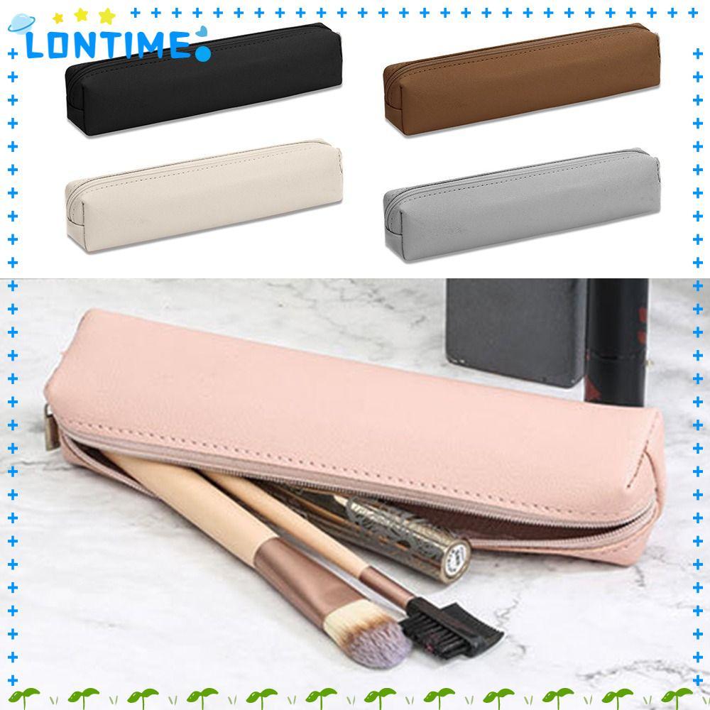 กระเป๋าเก็บ LONTIME, กระเป๋าใส่ปากกาเรียบง่ายความจุขนาดใหญ่, ดินสอป้องกันสิ่งสกปรกหนัง PU