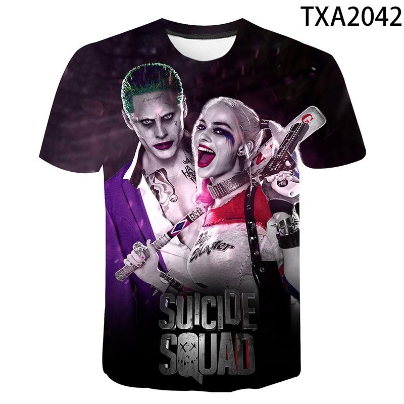 Raptor Squad Harley Quinn 3D T-shirt สำหรับทั้งผู้ชายและผู้หญิง ออกแบบสำหรับฤดูร้อน ขนาดใหญ่ สวมใส่ง