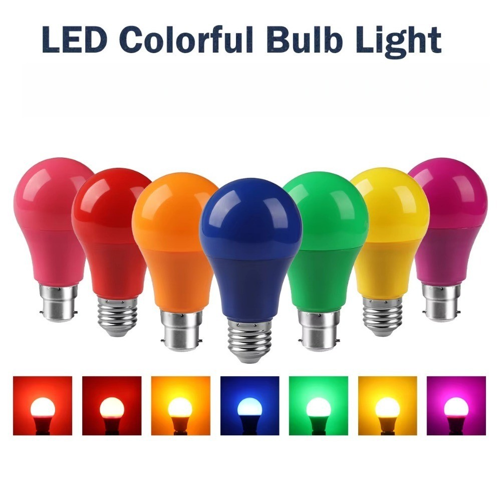 E27 หลอดไฟ LED 220V หลอดไฟ LED 5W 7W 9W Lampada สีแดงสีฟ้าสีเขียวสีเหลืองสีชมพูสีม่วงสําหรับ Camping