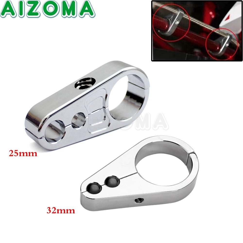 TC Unviersal Motorcycle Brake Clutch Wiring Cable Clamp 1'' 1-1/4" Handlebar Throttle Line Clip For Harley Honda Yamaha