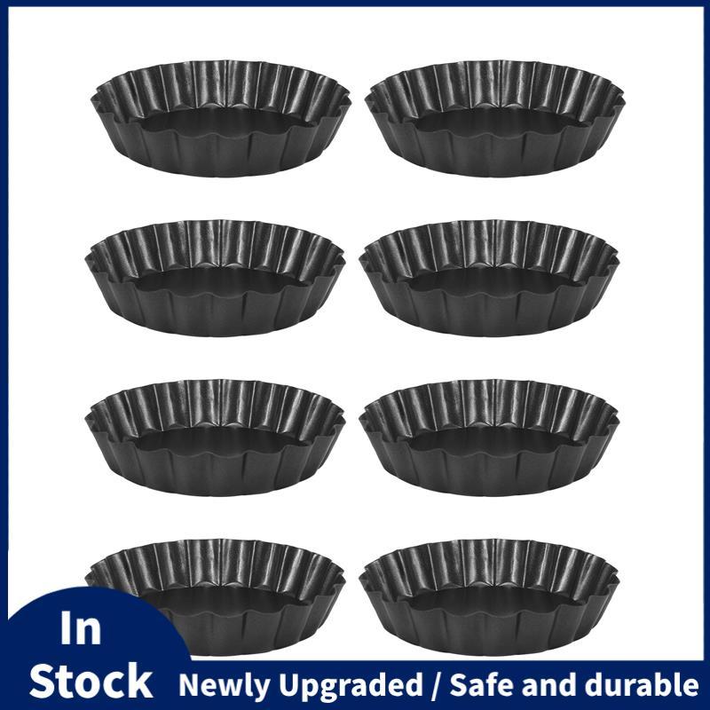 8 ชิ้น 4 นิ้ว Mini Tart Pan,Non-Stick Quiche Pan,Tart Pan ที่ถอดออกได้ด้านล่าง,สําหรับพาย,Quiche Bak