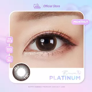 Kitty Kawaii Contact Lens : Platinum - Brown คอนแทคเลนส์ ดวงตา แบบรายเดือน ชนิดขวด water 55%